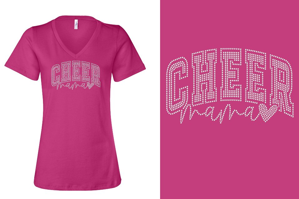Rhinestones ACX Gym - Cheer Mama Women's Relaxed V-Neck