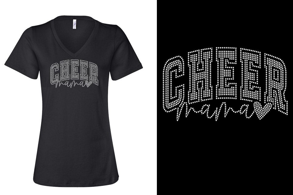 Rhinestones ACX Gym - Cheer Mama Women's Relaxed V-Neck