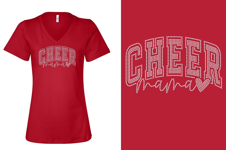 Rhinestones ACX Gym - Cheer Mama Women's Relaxed V-Neck