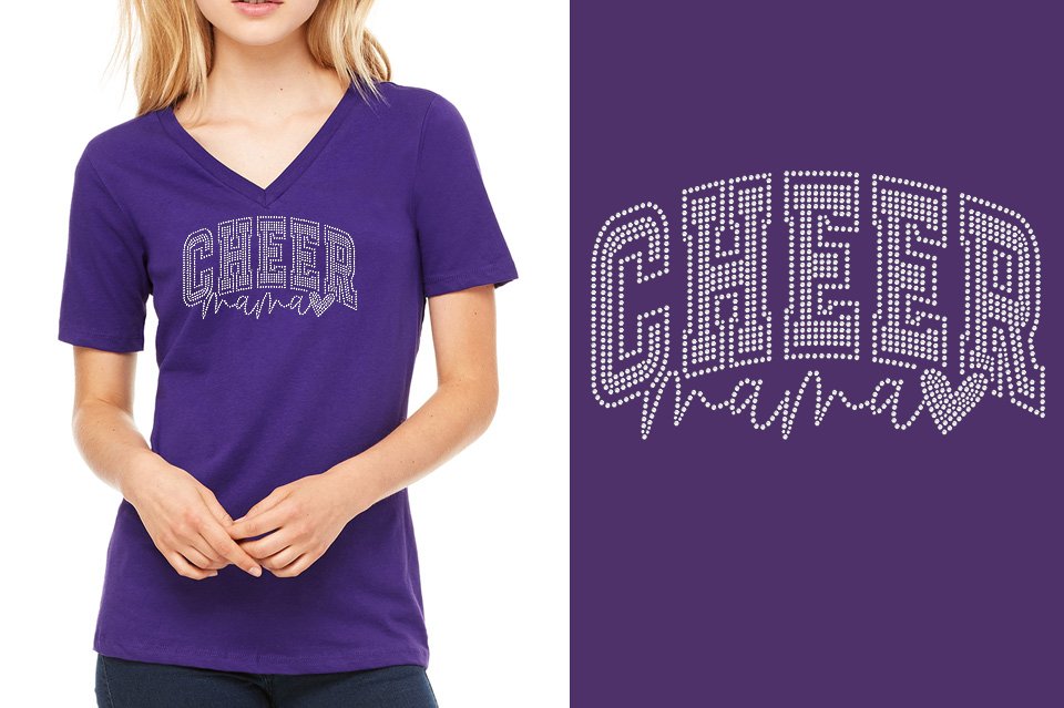 Rhinestones ACX Gym - Cheer Mama Women's Relaxed V-Neck
