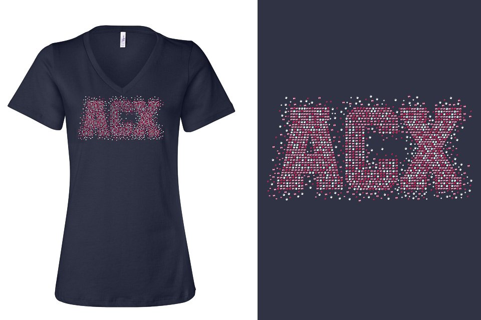 Rhinestones ACX scatter Women's Relaxed V-Neck