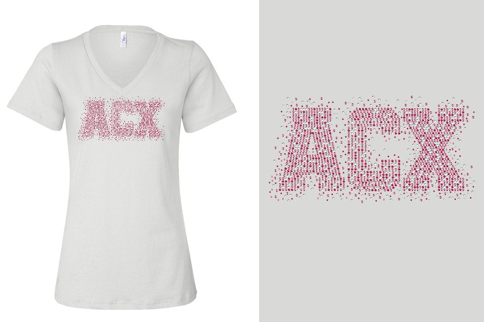 Rhinestones ACX scatter Women's Relaxed V-Neck
