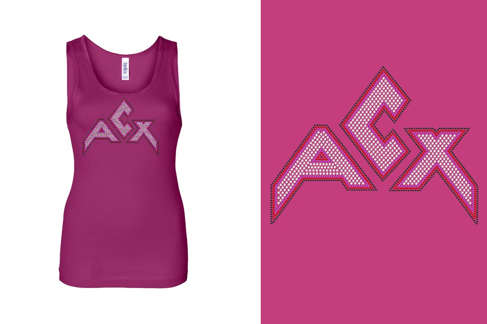 Rhinestones ACX Gym - Red White Purple Black Youth Tank