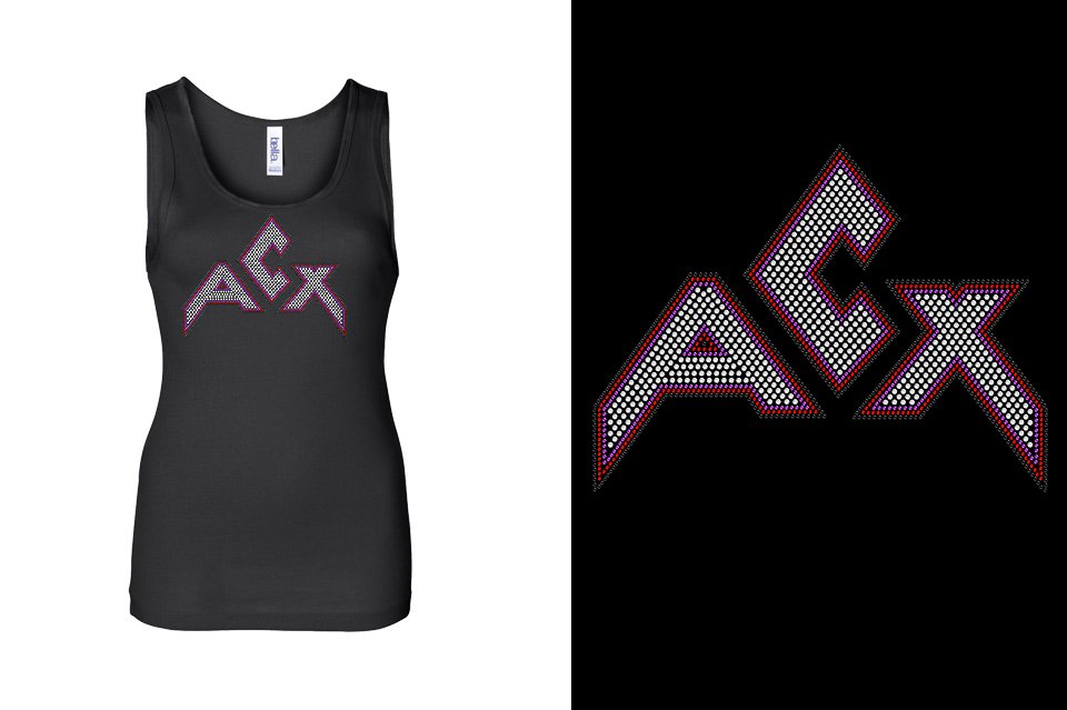 Rhinestones ACX Gym - Red White Purple Black Youth Tank