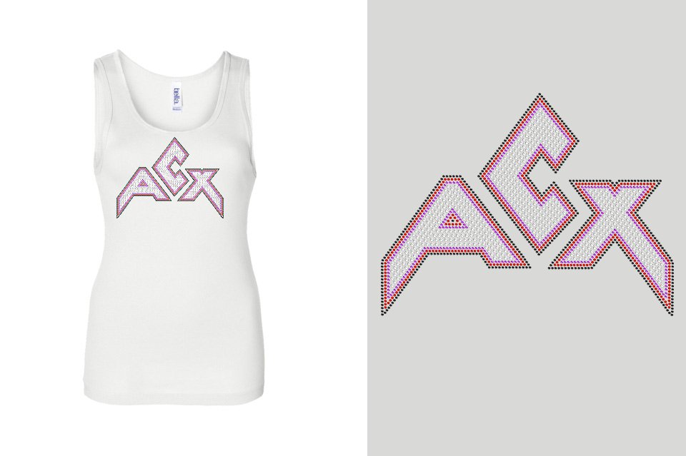 Rhinestones ACX Gym - Red White Purple Black Youth Tank