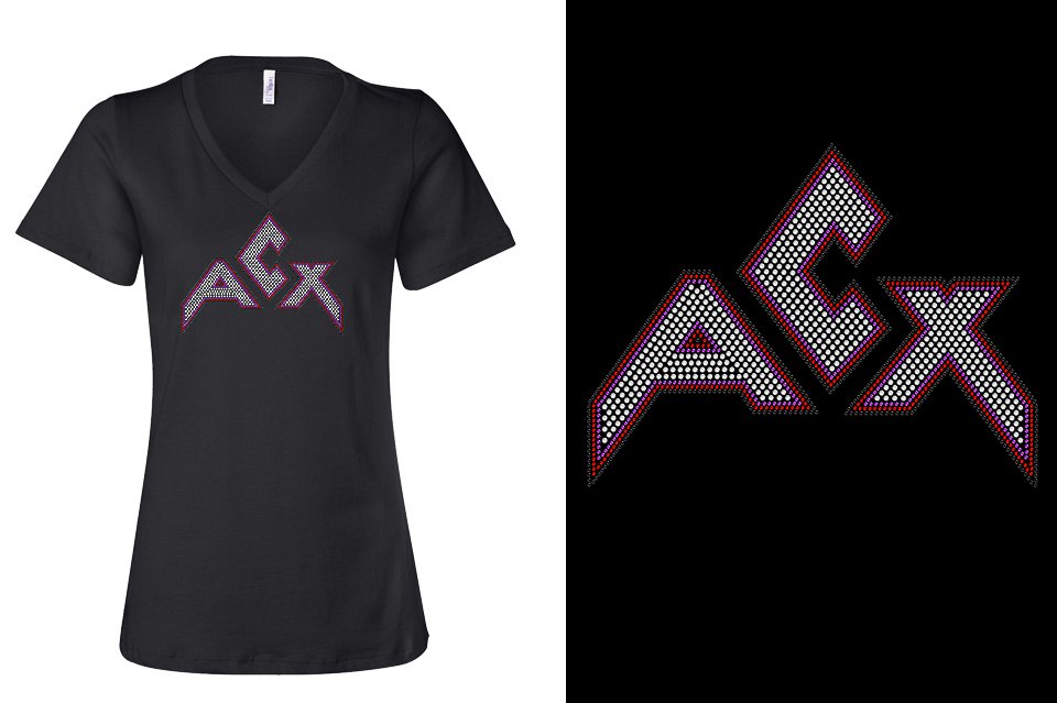Rhinestones ACX Gym - Red White Purple Black Women's Relaxed V-Neck