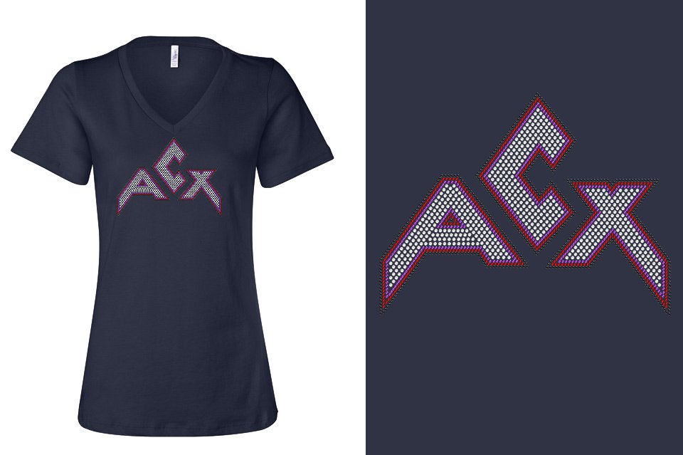 Rhinestones ACX Gym - Red White Purple Black Women's Relaxed V-Neck