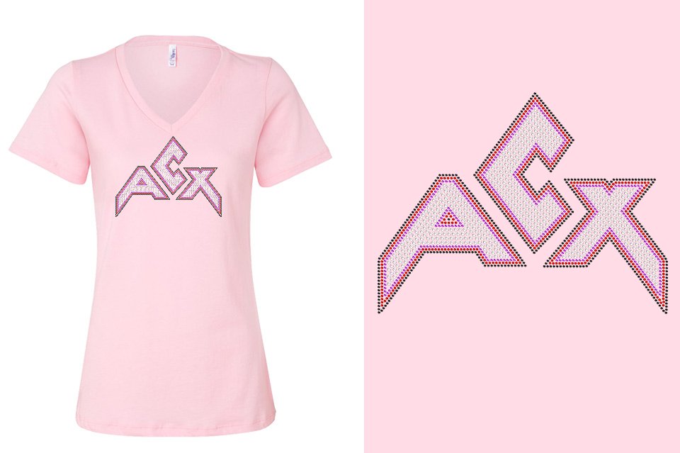 Rhinestones ACX Gym - Red White Purple Black Women's Relaxed V-Neck