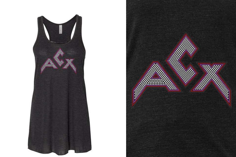 Rhinestones ACX Gym - Red White Purple Black Youth Flowy Racerback Tank