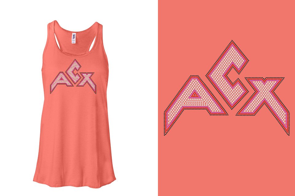 Rhinestones ACX Gym - Red White Purple Black Youth Flowy Racerback Tank