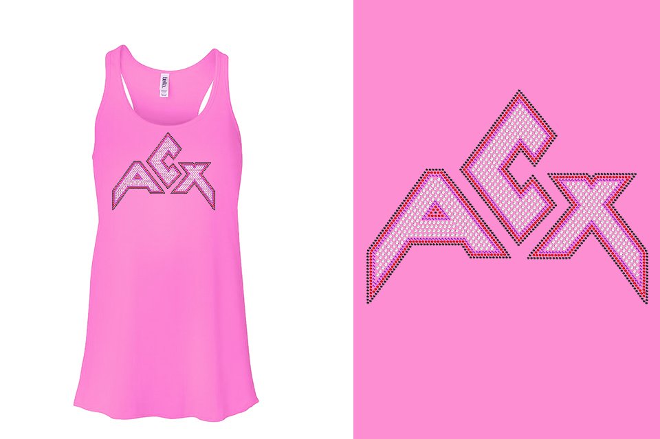 Rhinestones ACX Gym - Red White Purple Black Youth Flowy Racerback Tank