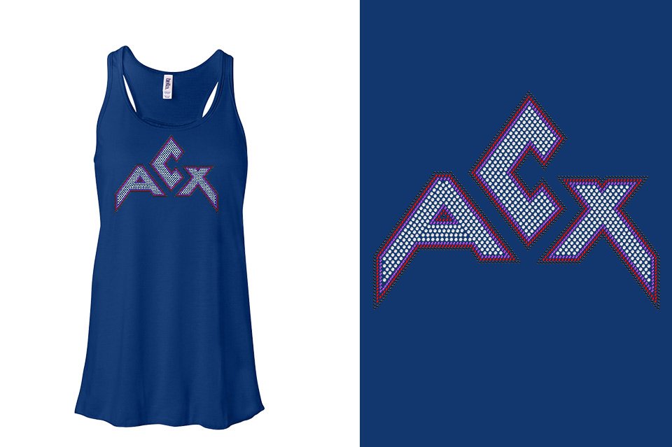 Rhinestones ACX Gym - Red White Purple Black Youth Flowy Racerback Tank