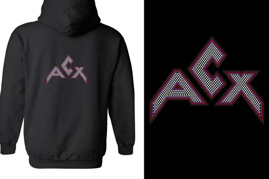 Rhinestones ACX Gym - Red White Purple Black Unisex Zip Hoodie