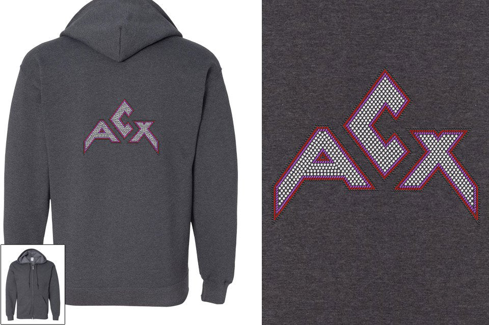 Rhinestones ACX Gym - Red White Purple Black Unisex Zip Hoodie