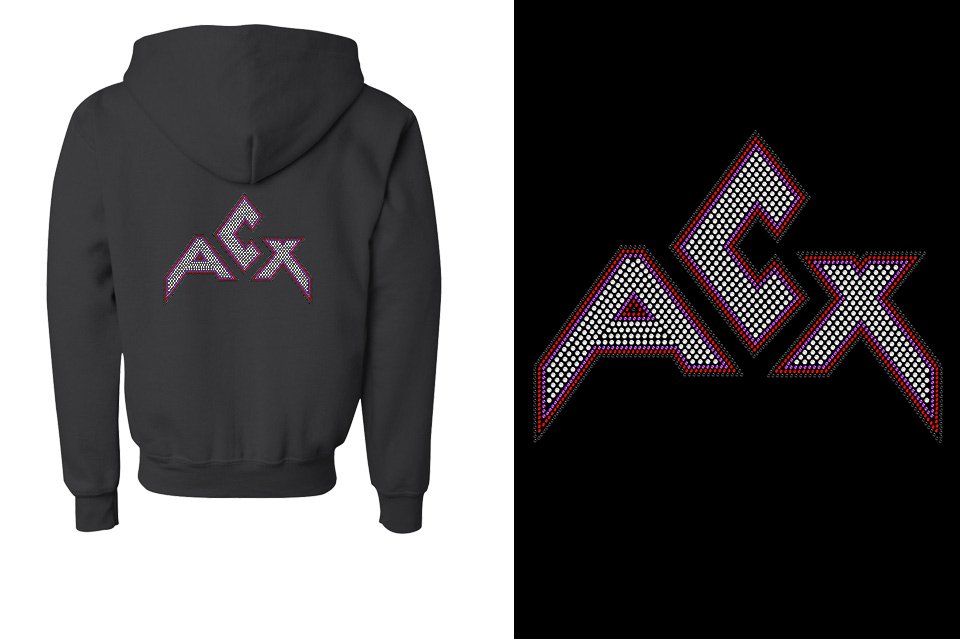 Rhinestones ACX Gym - Red White Purple Black Youth Unisex Zip Hoodie