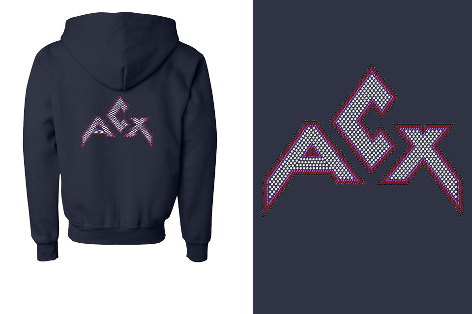Rhinestones ACX Gym - Red White Purple Black Youth Unisex Zip Hoodie