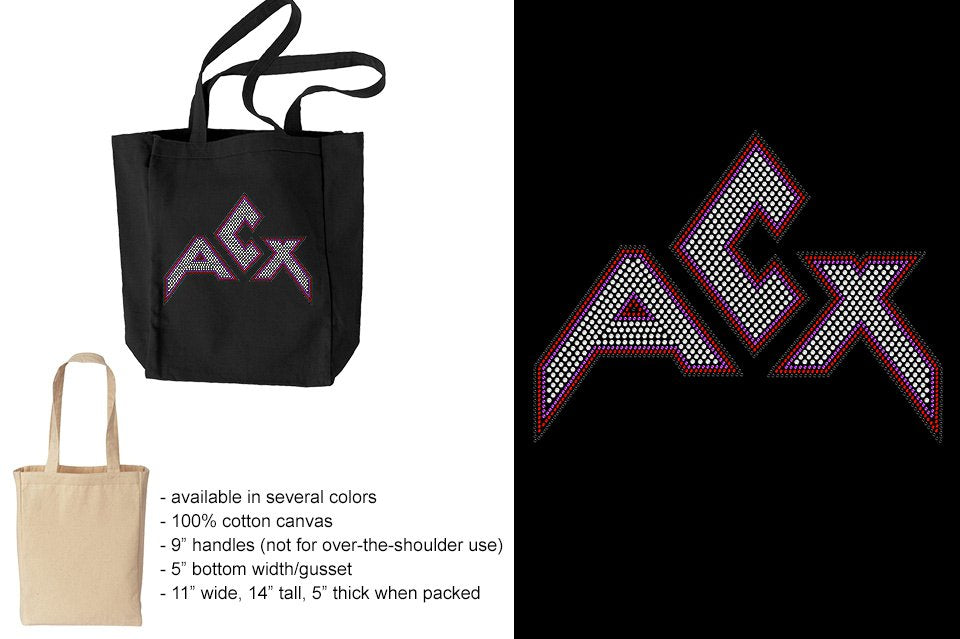 Rhinestones ACX Gym - Red White Purple Black Canvas Tote