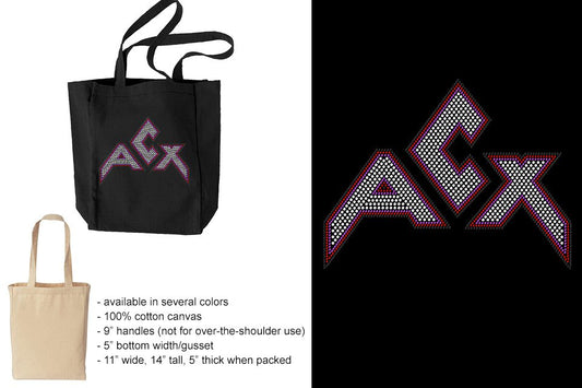 Rhinestones ACX Gym - Red White Purple Black Canvas Tote