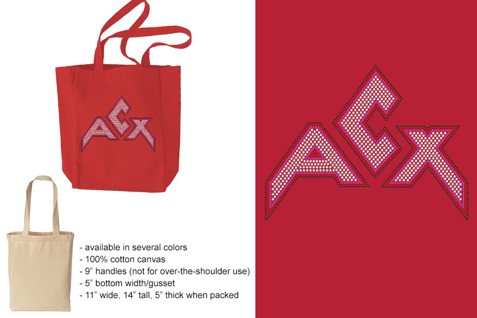 Rhinestones ACX Gym - Red White Purple Black Canvas Tote