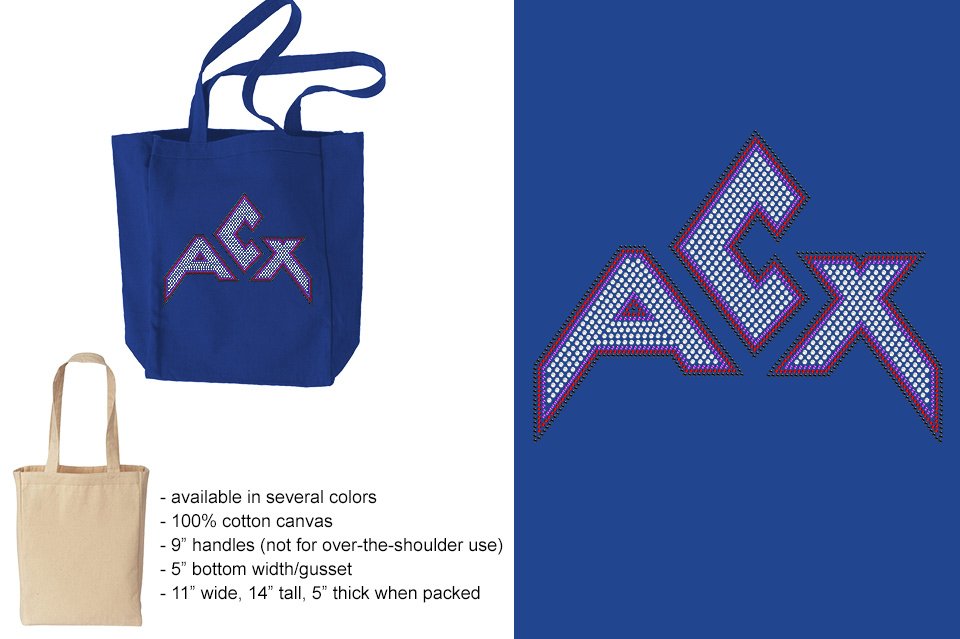 Rhinestones ACX Gym - Red White Purple Black Canvas Tote
