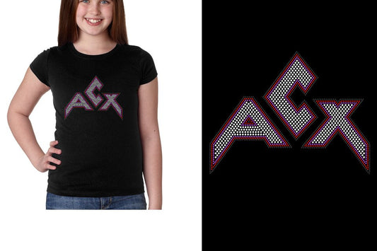 Rhinestones ACX Gym - Red White Purple Black Youth Girls' Princess T-Shirt