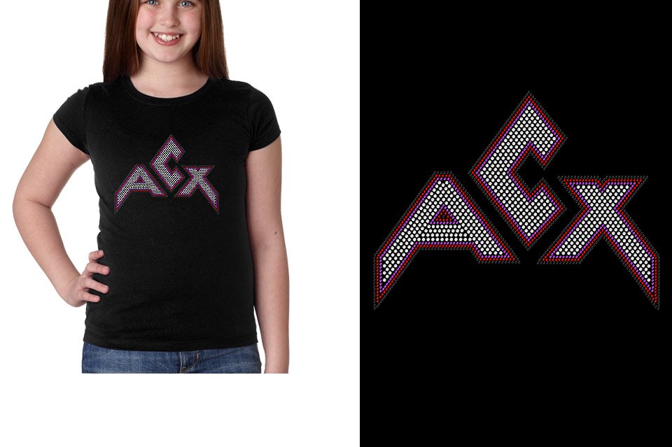 Rhinestones ACX Gym - Red White Purple Black Youth Girls' Princess T-Shirt