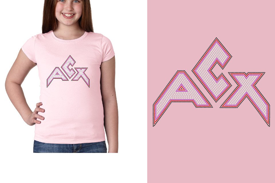 Rhinestones ACX Gym - Red White Purple Black Youth Girls' Princess T-Shirt
