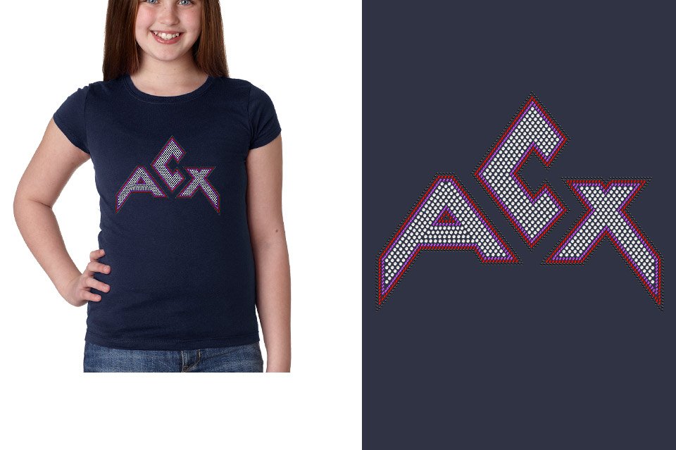 Rhinestones ACX Gym - Red White Purple Black Youth Girls' Princess T-Shirt