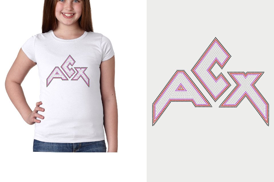 Rhinestones ACX Gym - Red White Purple Black Youth Girls' Princess T-Shirt