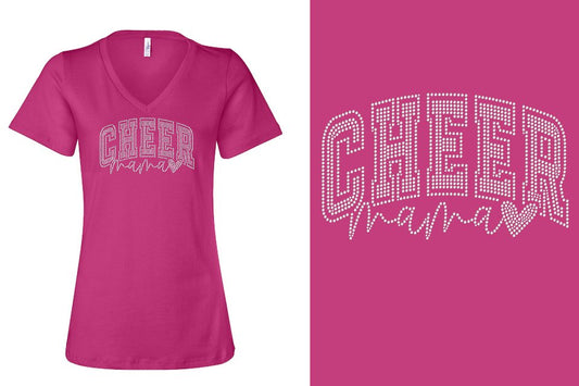 Rhinestones ACX Gym - Cheer Mama Women's Relaxed V-Neck